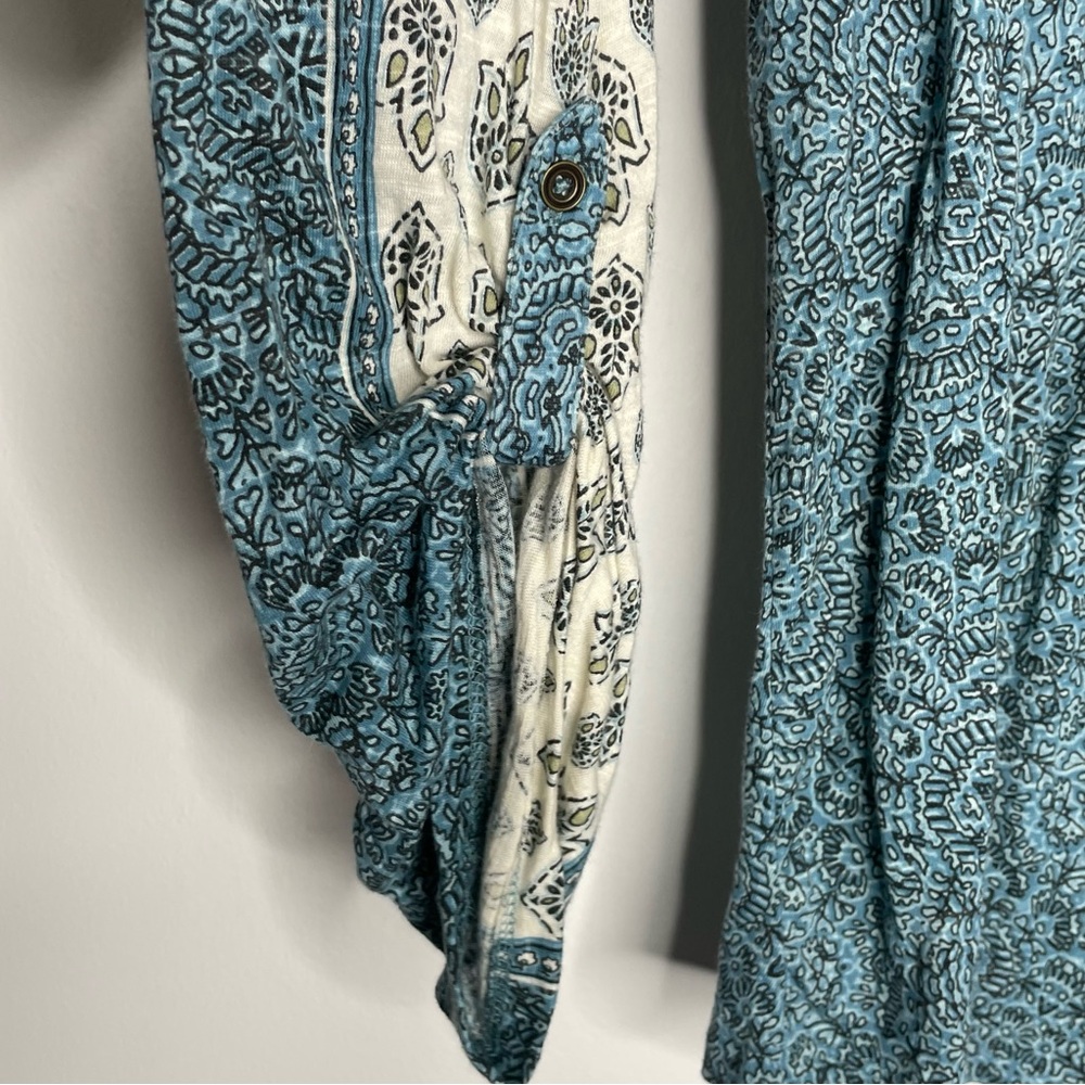 Style & Co. Woman cream & green paisley-print henley blouse long sleeves Size 2X - Picture 5 of 16